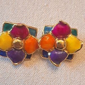 Lacombe signed clip on earrings